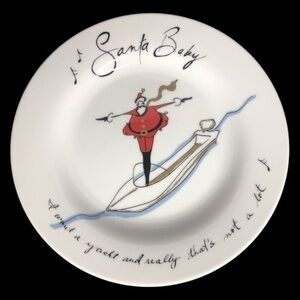 Pottery Barn 8 1/2” Santa Baby Holiday Plate in EUC 🇯🇵